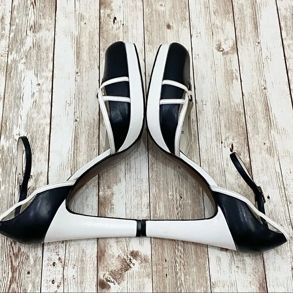 Stuart Weitzman Midnight Blue/White Chunky Sandals 8 1/2 - Image 6