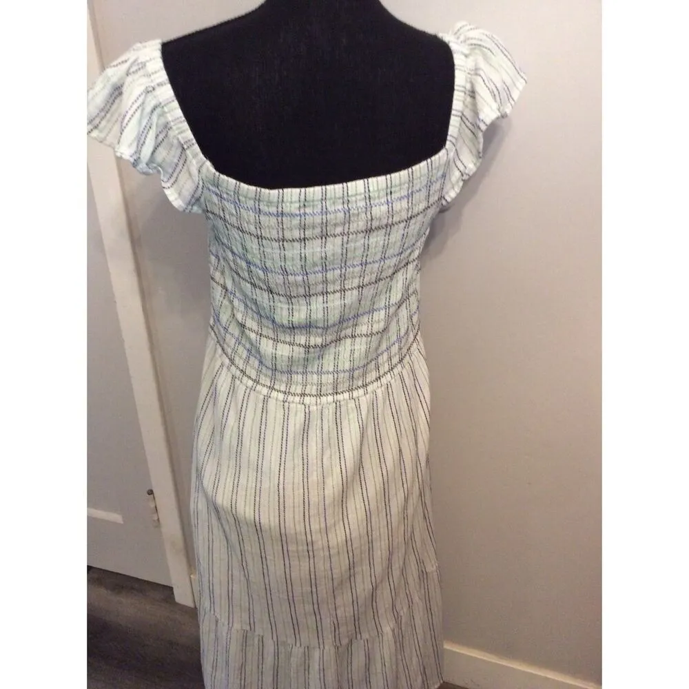 Loft Outlet Ann Taylor Midi Dress Smocked Ruffled Sleeves Tiered M Lined Size M - Image 6