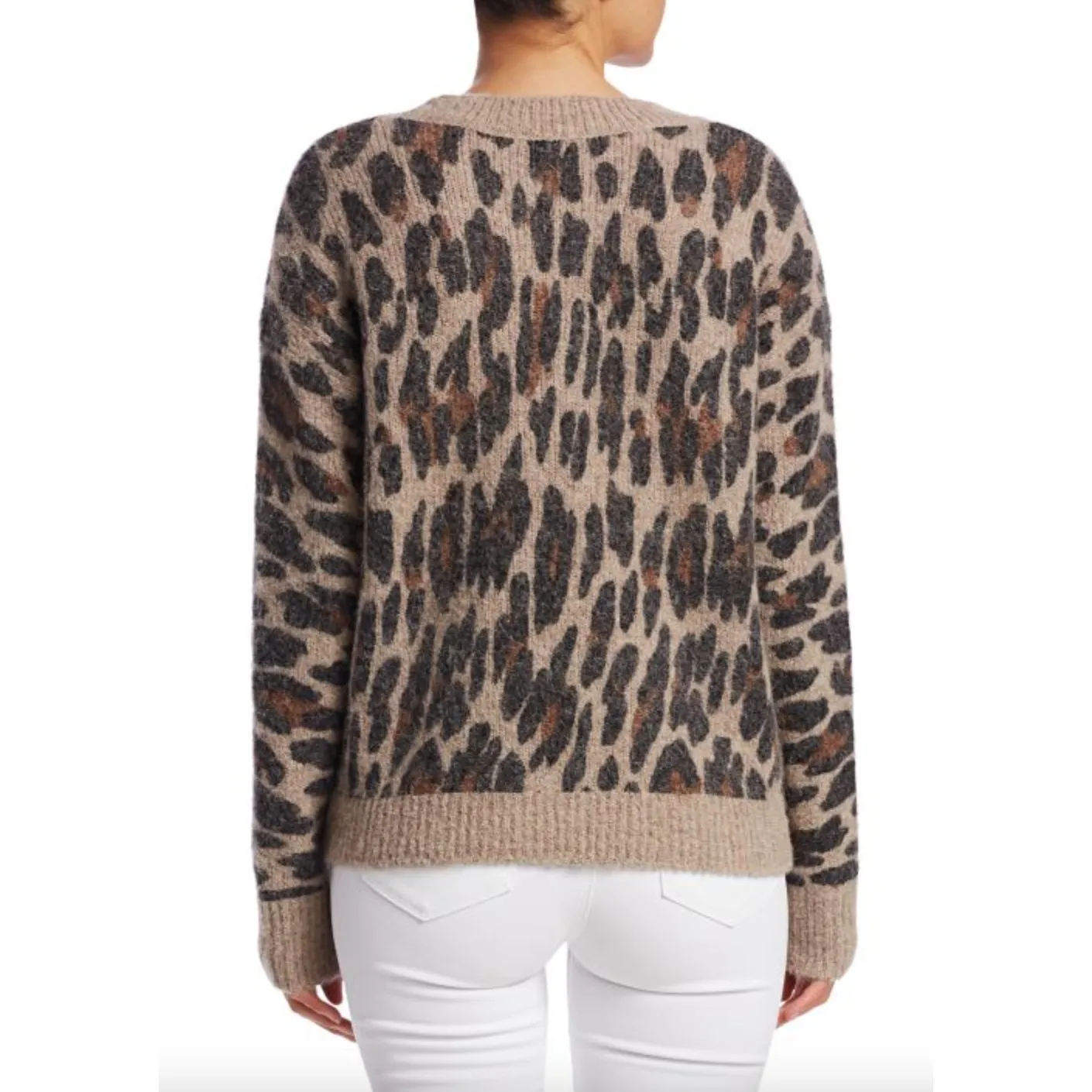 Rails Crewneck Lana Leopard Print Sweater Size X-Small Boho Animal Cozy Neutral - Image 2