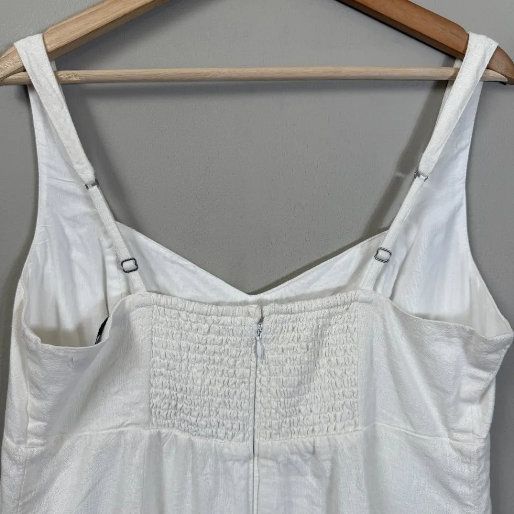 Abercrombie & Fitch Linen Corset Smocked Mini Dress Women's Large White Party - Image 9