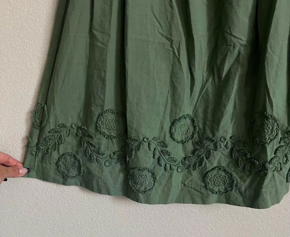 Madewell Green Appliquéd Off-the-Shoulder Dress. Size 2 - Image 7