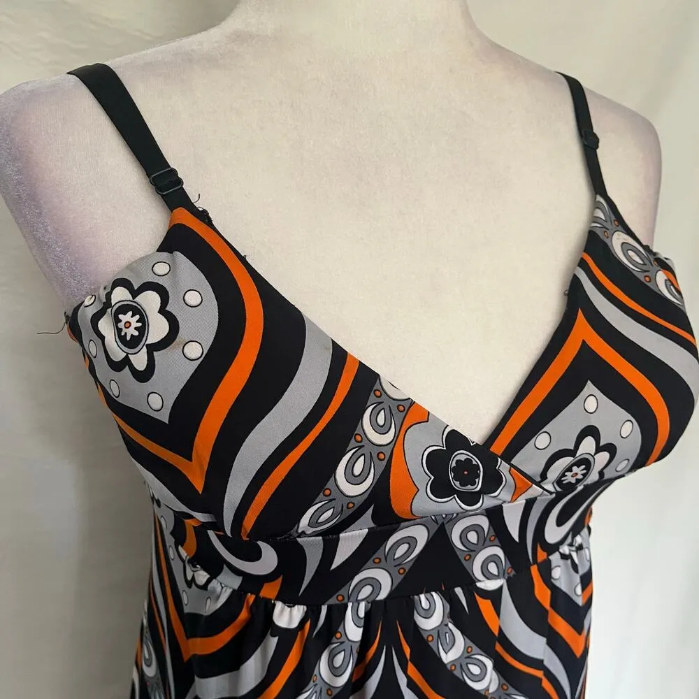 Vtg Y2K Seduction Babydoll Slip Dress Sz M 70s Festival Geometric Retro Blue USA - Image 14