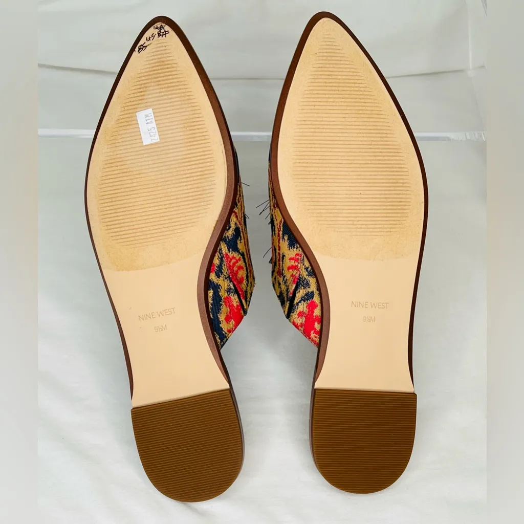 Nine West Ollial Tassle Mules, Ikat Pattern Fabric, Women’s 9, NWOB - Image 7