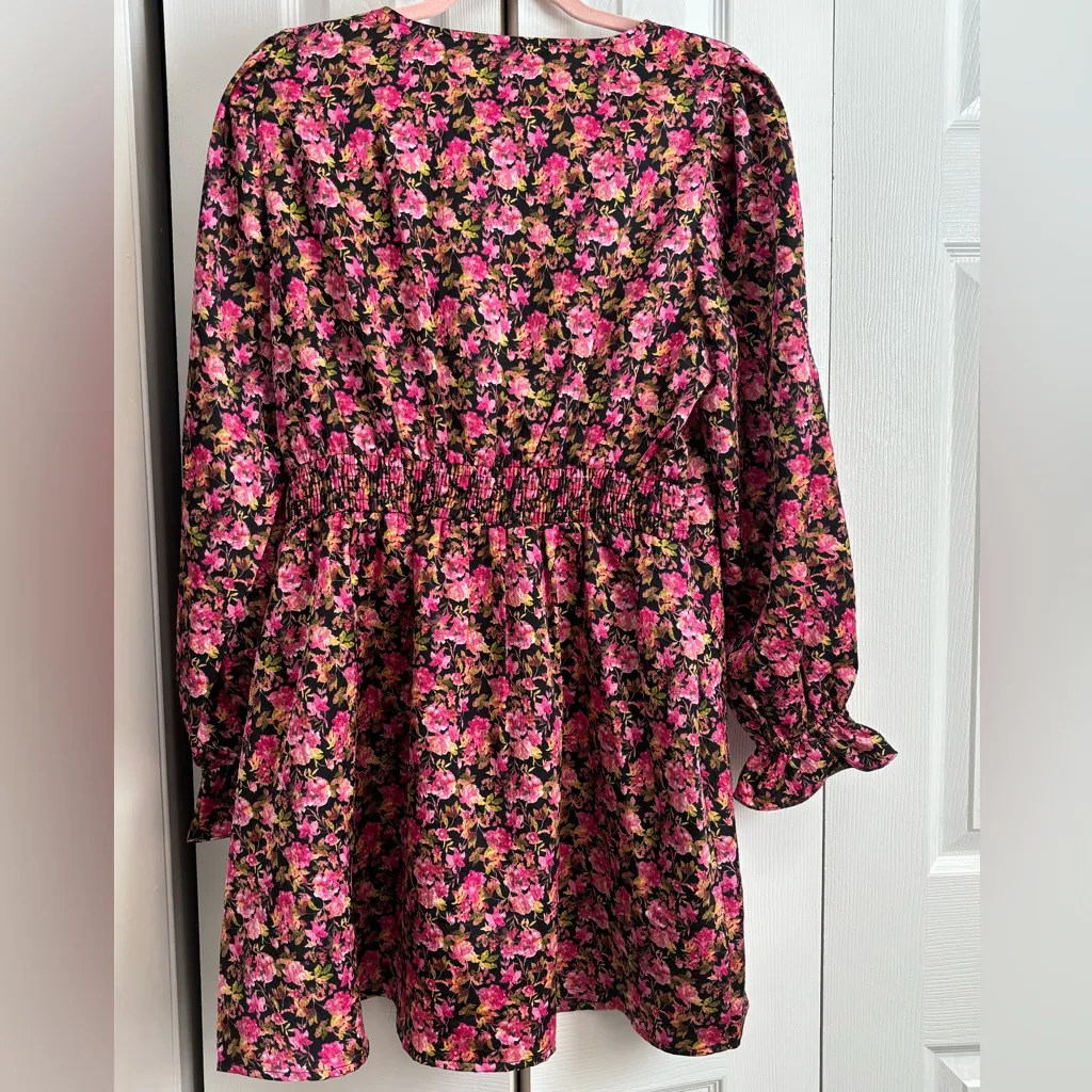 Vero Moda Elly Floral Long Sleeve Minidress in “Very Berry” – Size XL - Image 6