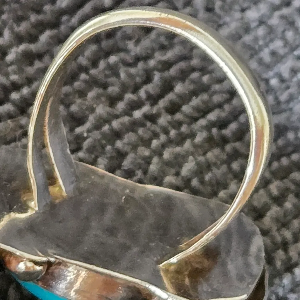 VINTAGE NAVAJO SILVER TURQUOISE RING Blue - Image 4