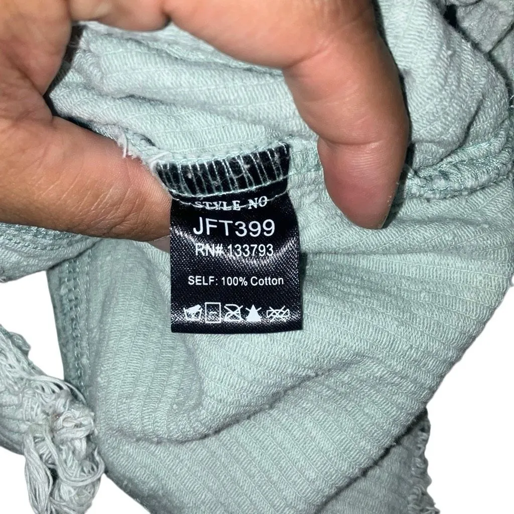 POL Corduroy Sage Green Button Front Shacket Raw Hem Trucker Jacket Medium #749 - Image 10