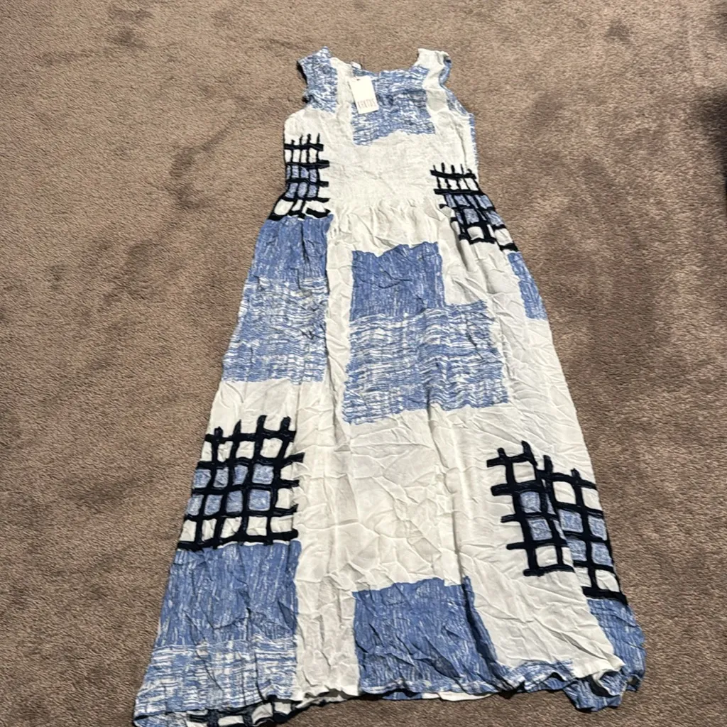 Kaktus Patch Dress SIZE S Blue - Image 4