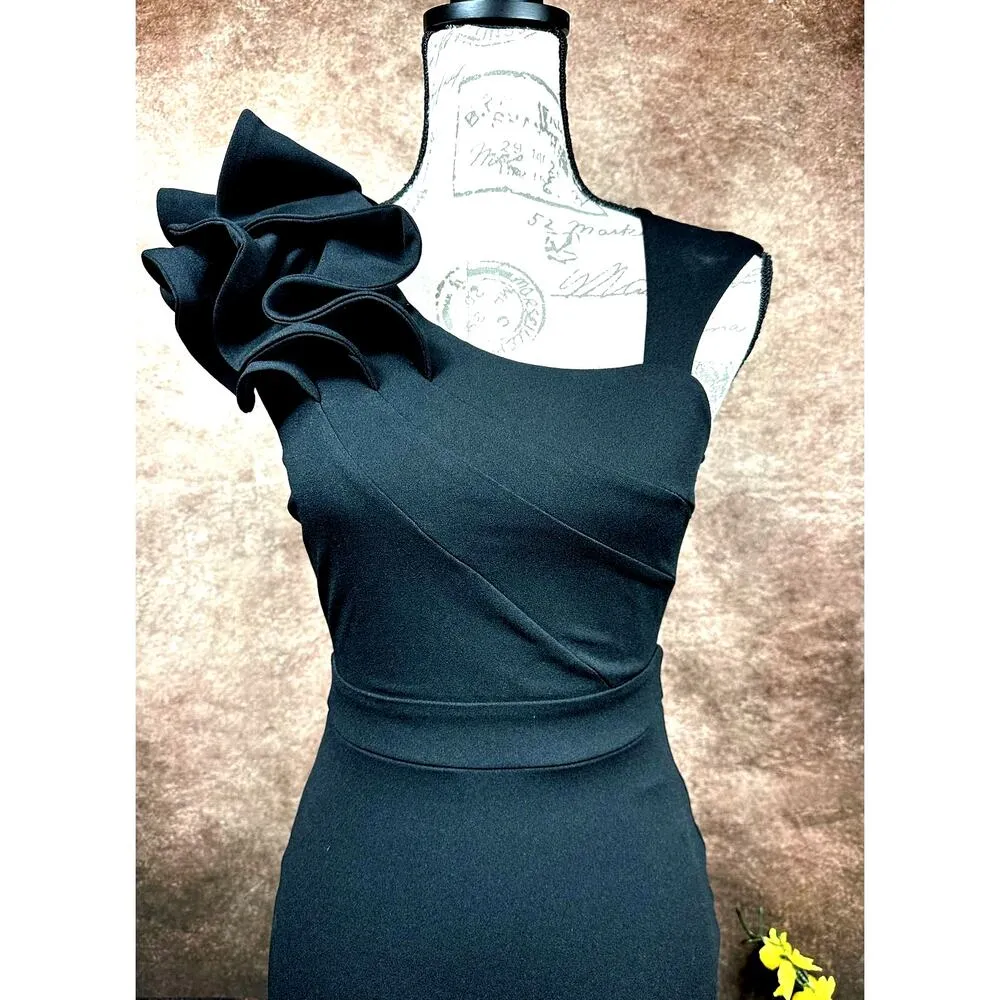 LuLus Lucette Black Sleeveless Ruffled Mermaid Gown XS - Image 9