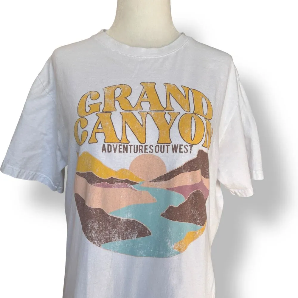 Rebellious One Grand Canyon Graphic Tee Shirt Medium Retro Desert Print Crewneck White - Image 9