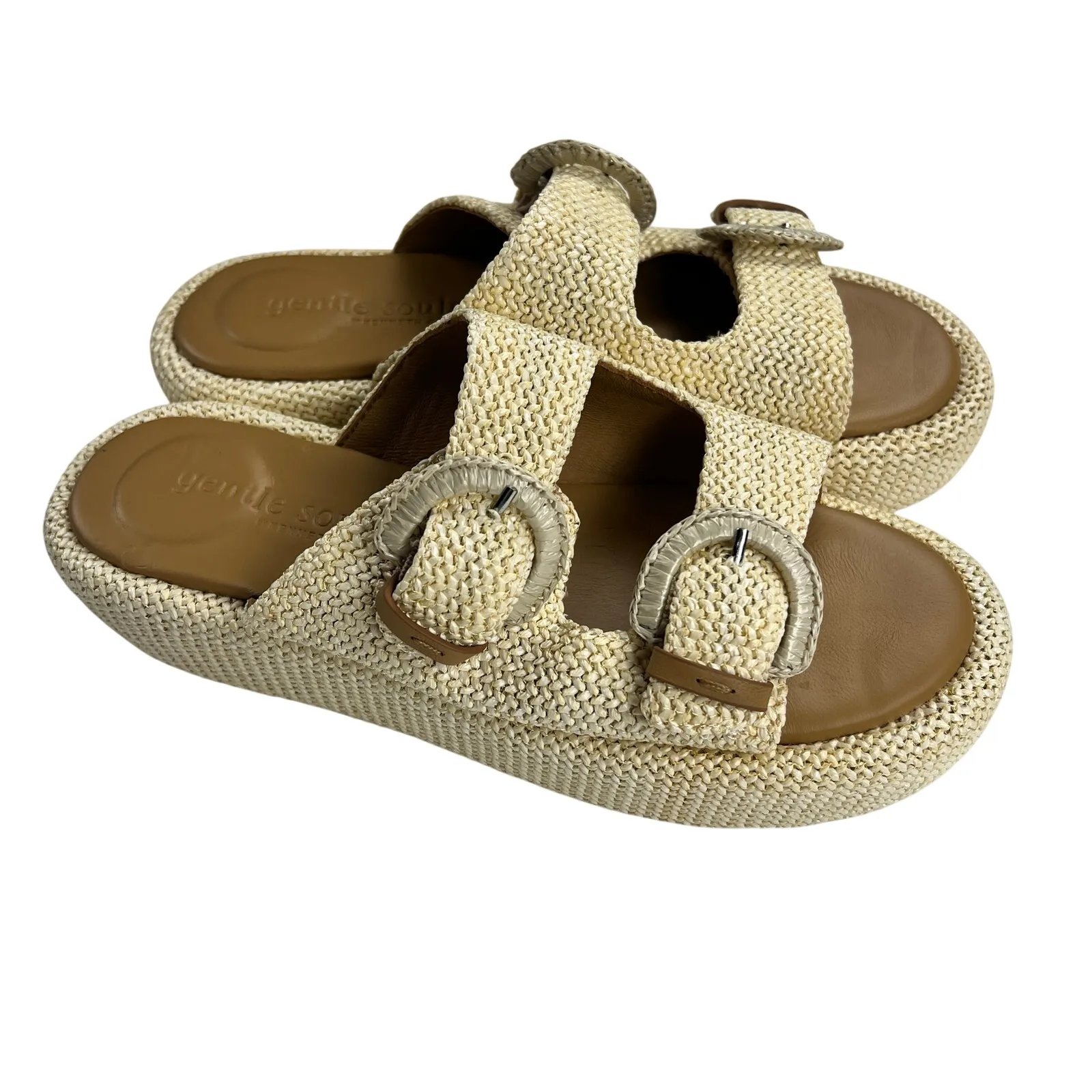 Kenneth Cole Gentle Souls Theresa Woven Platform Buckle Slide Sandals Size 9 - Image 2