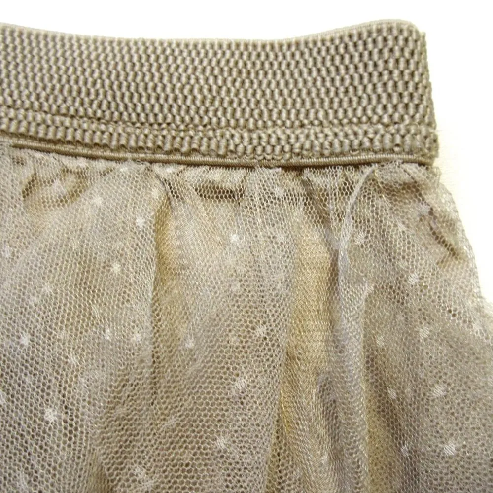 NWT Anthropologie Evelyn Chéri Cheri in Moss Beige Ruffled Tulle Midi Skirt 1X - Image 5