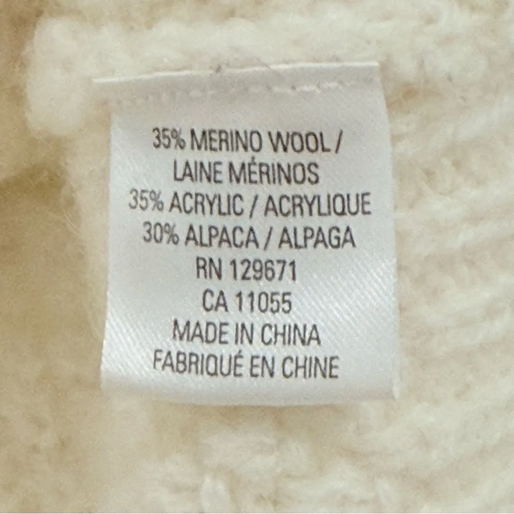 Skull Cashmere Cable Knit Sweater Cream Alpaca Wool XS Quiet Luxury Fisherman - Image 9