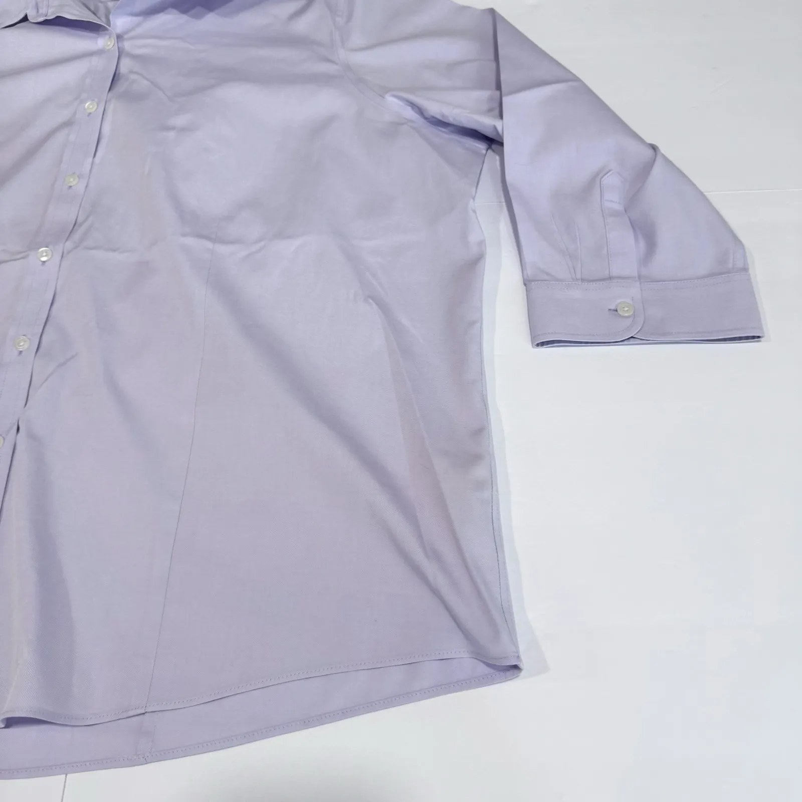 LL Bean Lavender Wrinkle Free Pinpoint Cotton Oxford 3/4 Sleeve Shirt Size 3X Green - Image 5