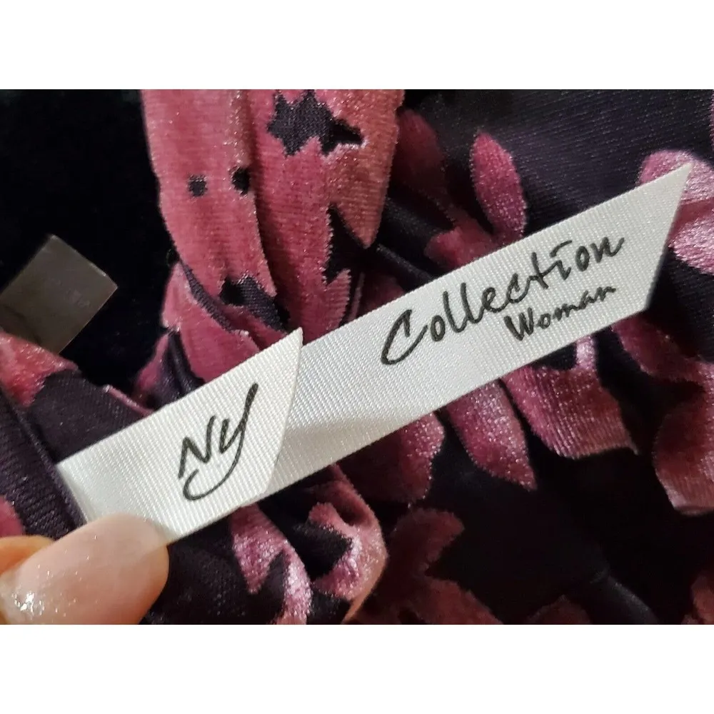 NY Collection Women's Floral Polyester Collared Long Sleeve Button Down Shirt 2X - Image 9