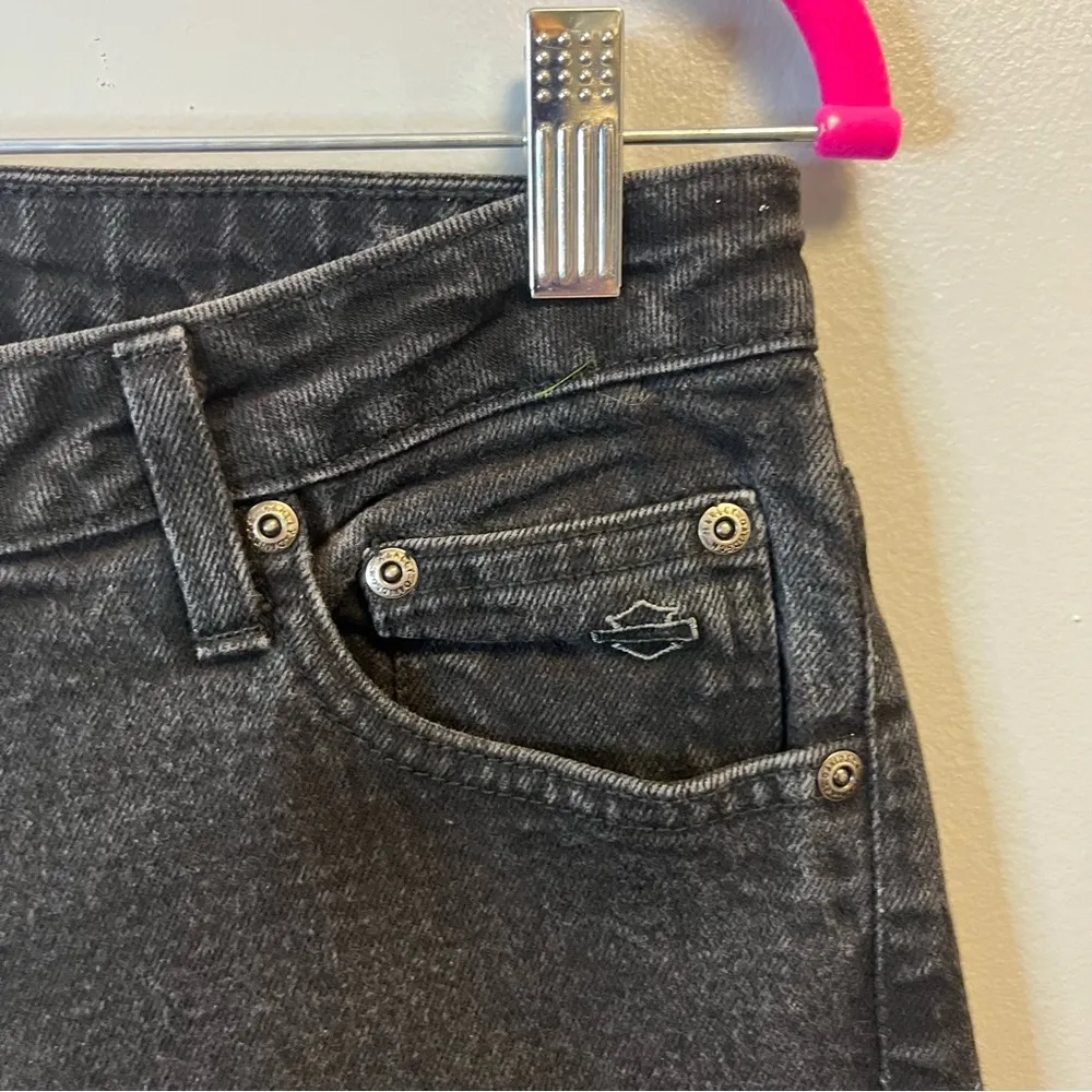 Harley Davidson Jeans Black Bootcut Zipper at Ankle Denim Sz 10 EUC - Image 4