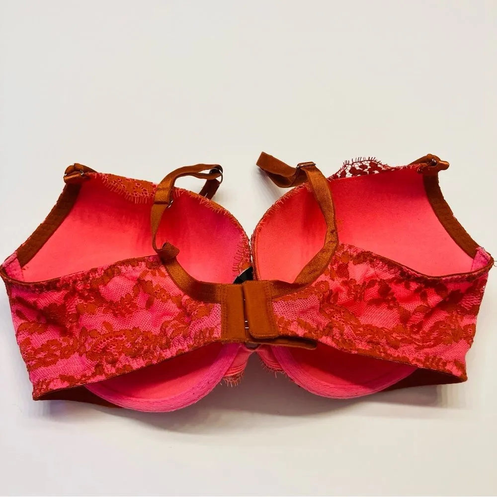 Victoria's Secret Very Sexy Push Up Bra Pink Lace Rhinestone‎ Bling Size 36D - Image 3