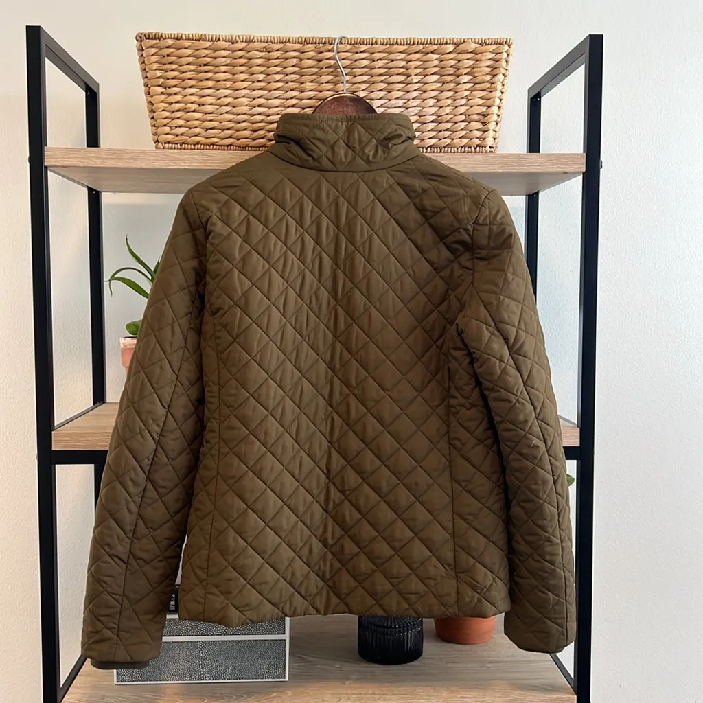 J.Crew Olive Green Quilted Full Zip Pocket Barn Coat Jacket, S - Image 6