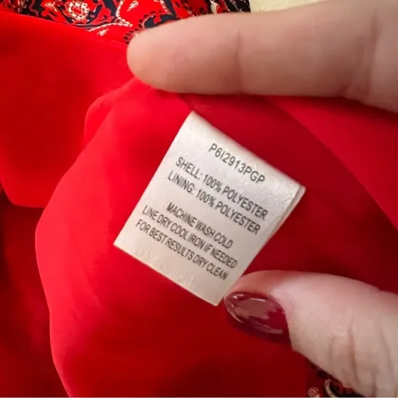 PARKER Diane Sleeveless V-Neck Ruffle Paisley‎ Dress Neck Tie Size M - Image 11