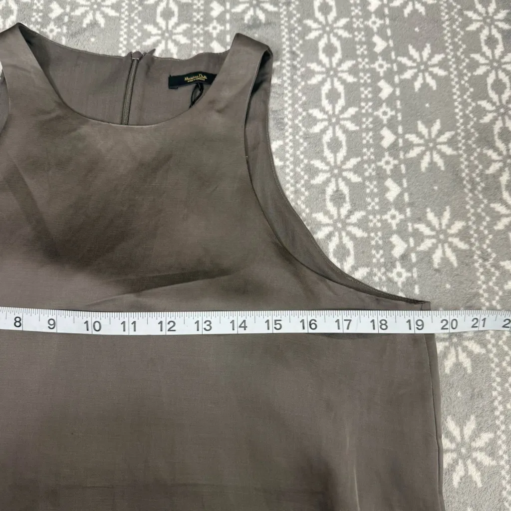 NWT Massimo Dutti Flowing Satin Mini Dress In Grey With Pockets Size Medium - Image 13