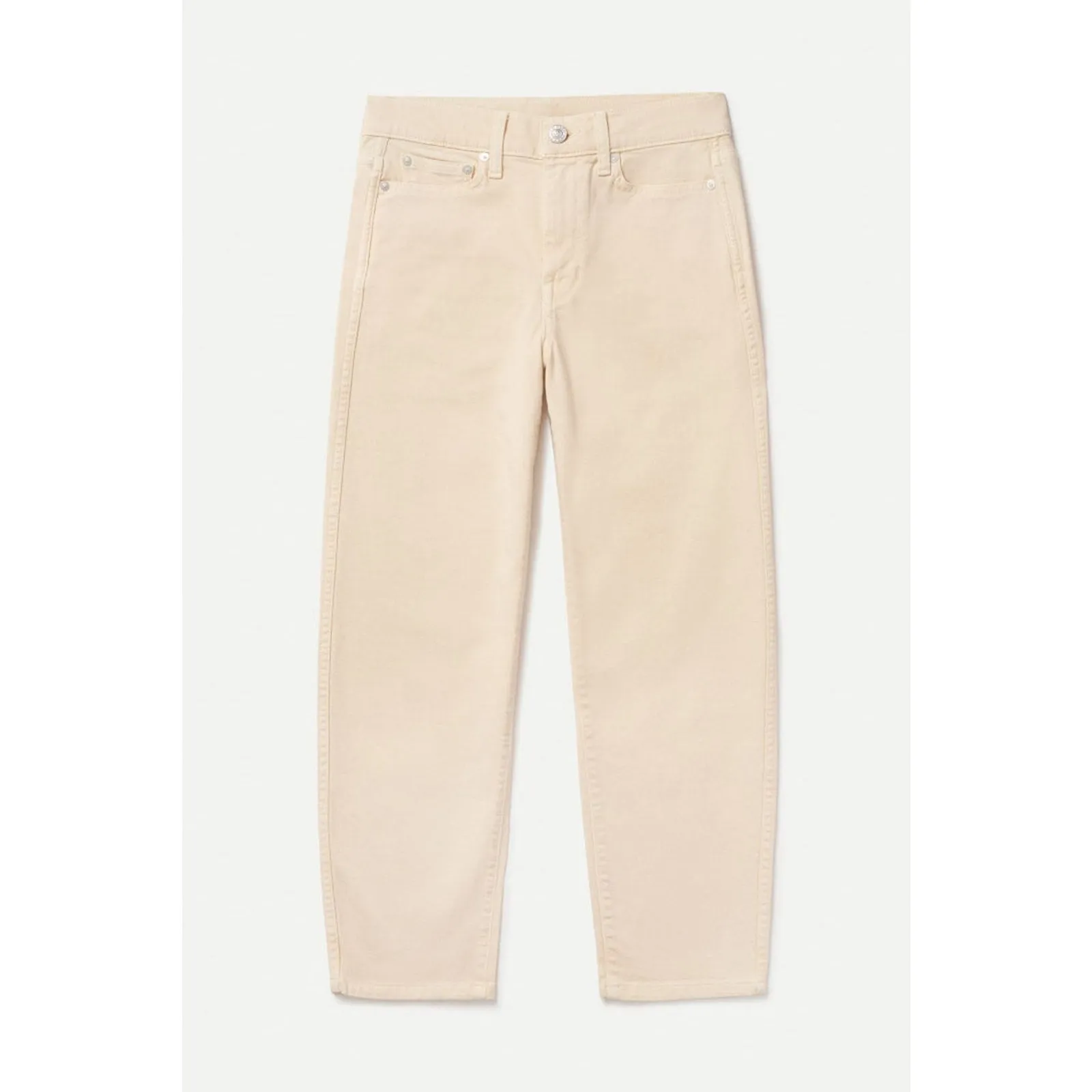 AYR The Beat Drop Jeans Womens 32 Cream Barrel Leg Tapered Ankle Crop High Rise - Image 3