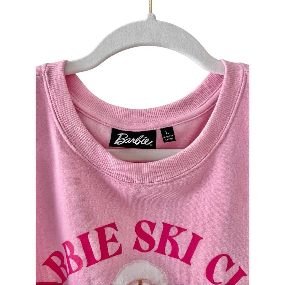 Barbie Sweatshirt Ski Club 1959 Size Large Pink Crewneck Graphic Cropped NEW - Image 4