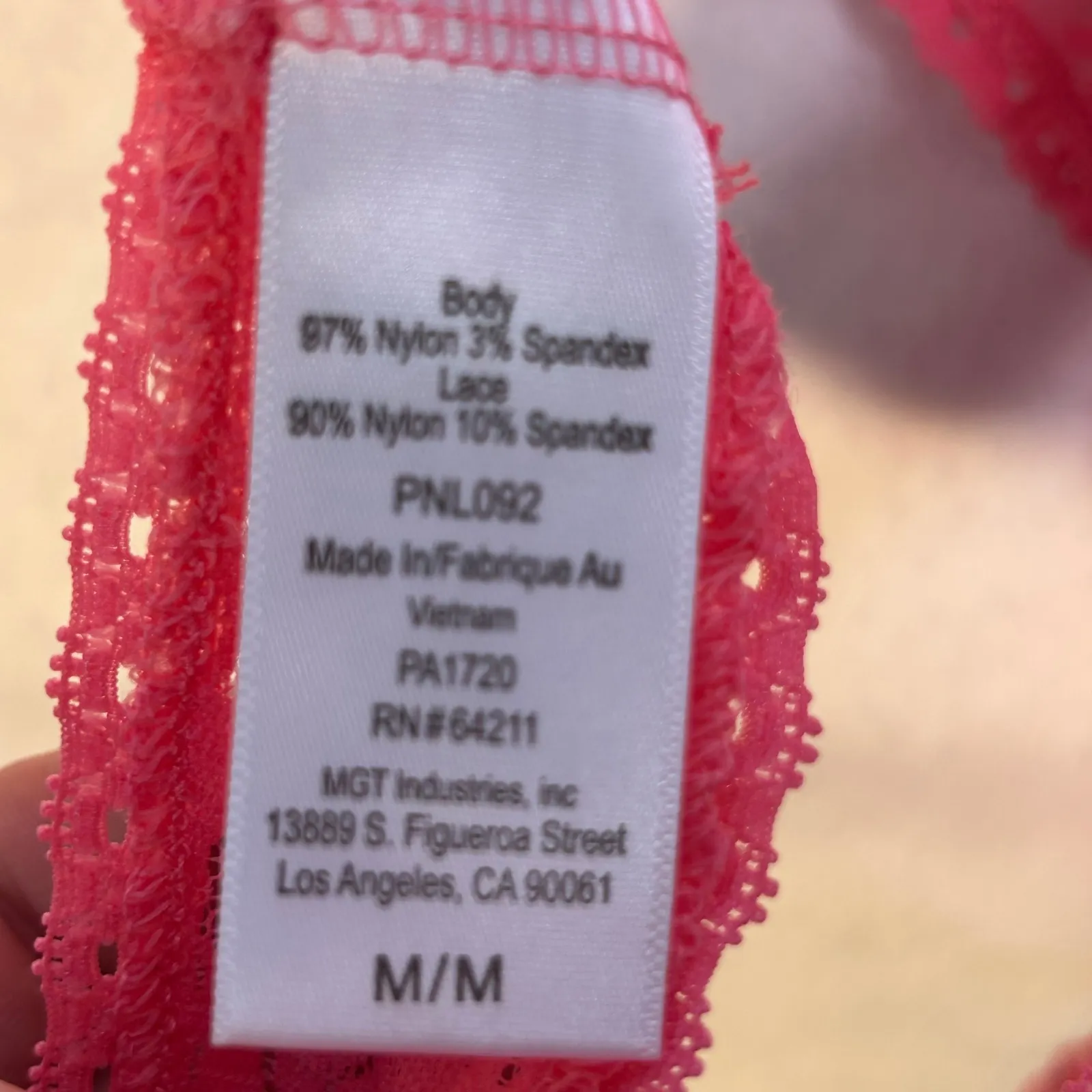 In Bloom by Jonquil Pink Lace Halter Teddy Bodysuit Thong Medium Valentines Day - Image 5