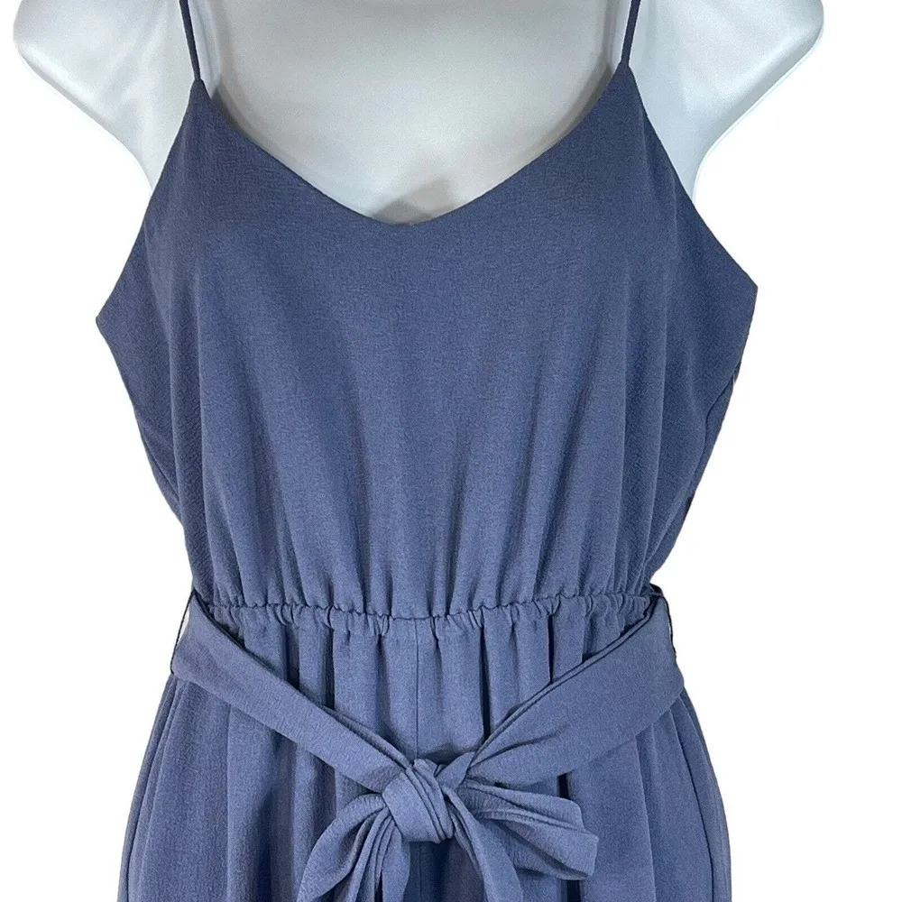 Bar III XX-Small Jumpsuit Spaghetti Strap V-Neck Elastic Waist Wide-Leg Blue New - Image 2