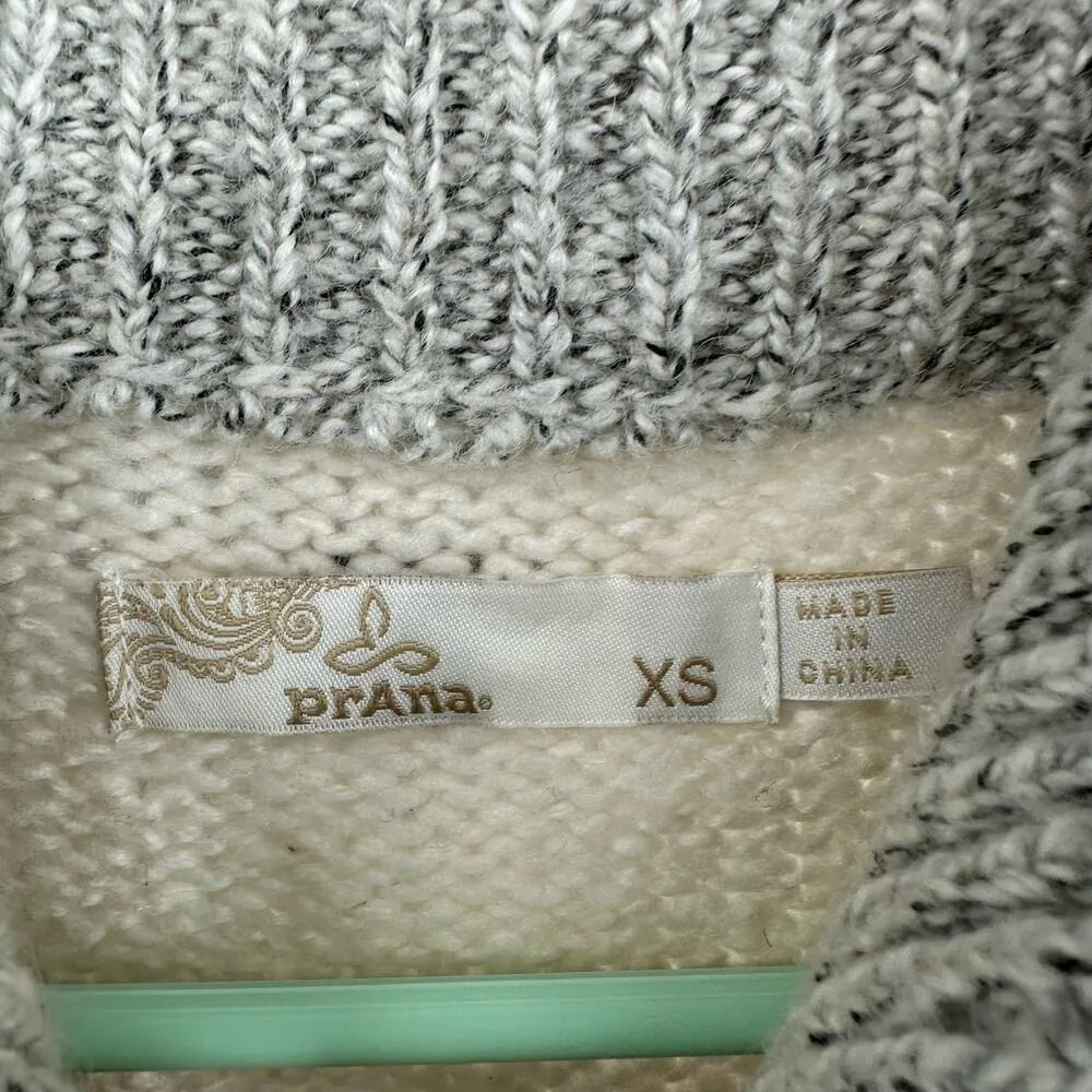 Prana Size XS Sweater Cream Gray Tight Knit Long Duster 2 Button Cardigan Casual - Image 4