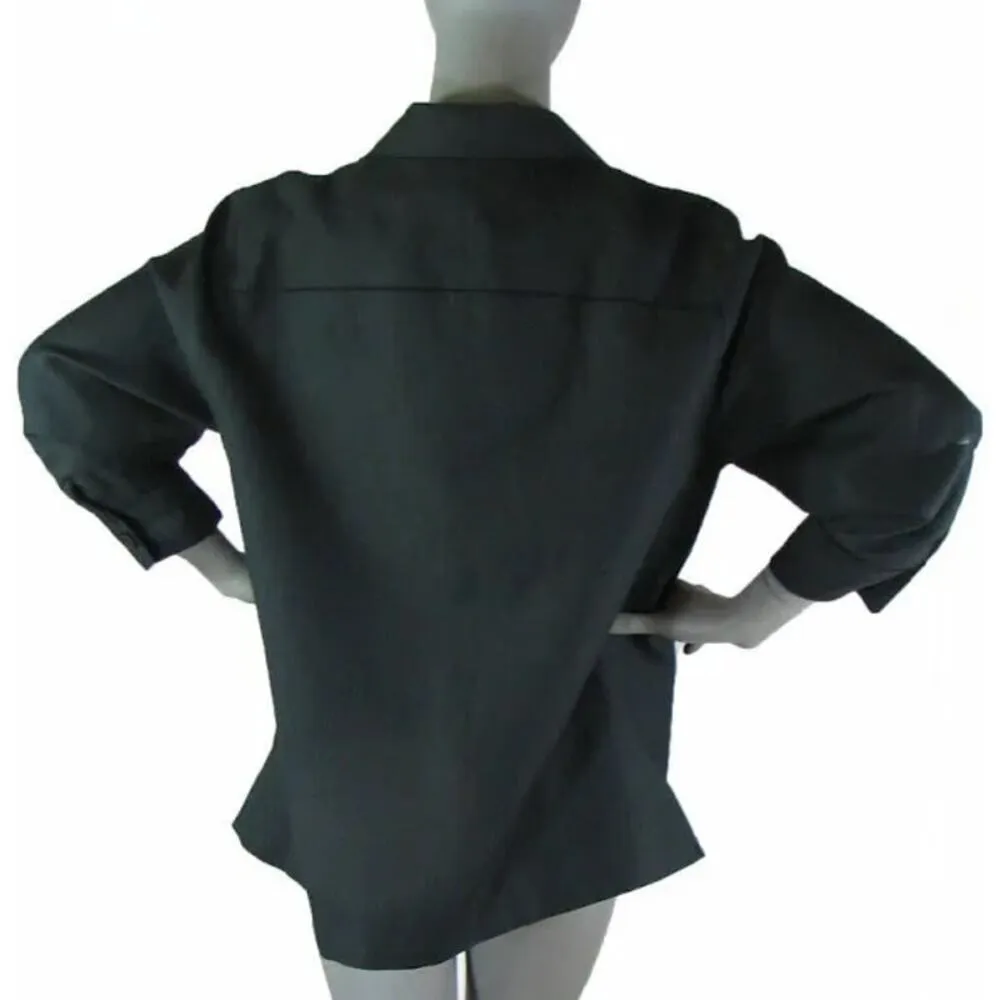 Harve Benard,18W, Black Linen Blend Shirt, long sleeve button front blouse, $24 - Image 6