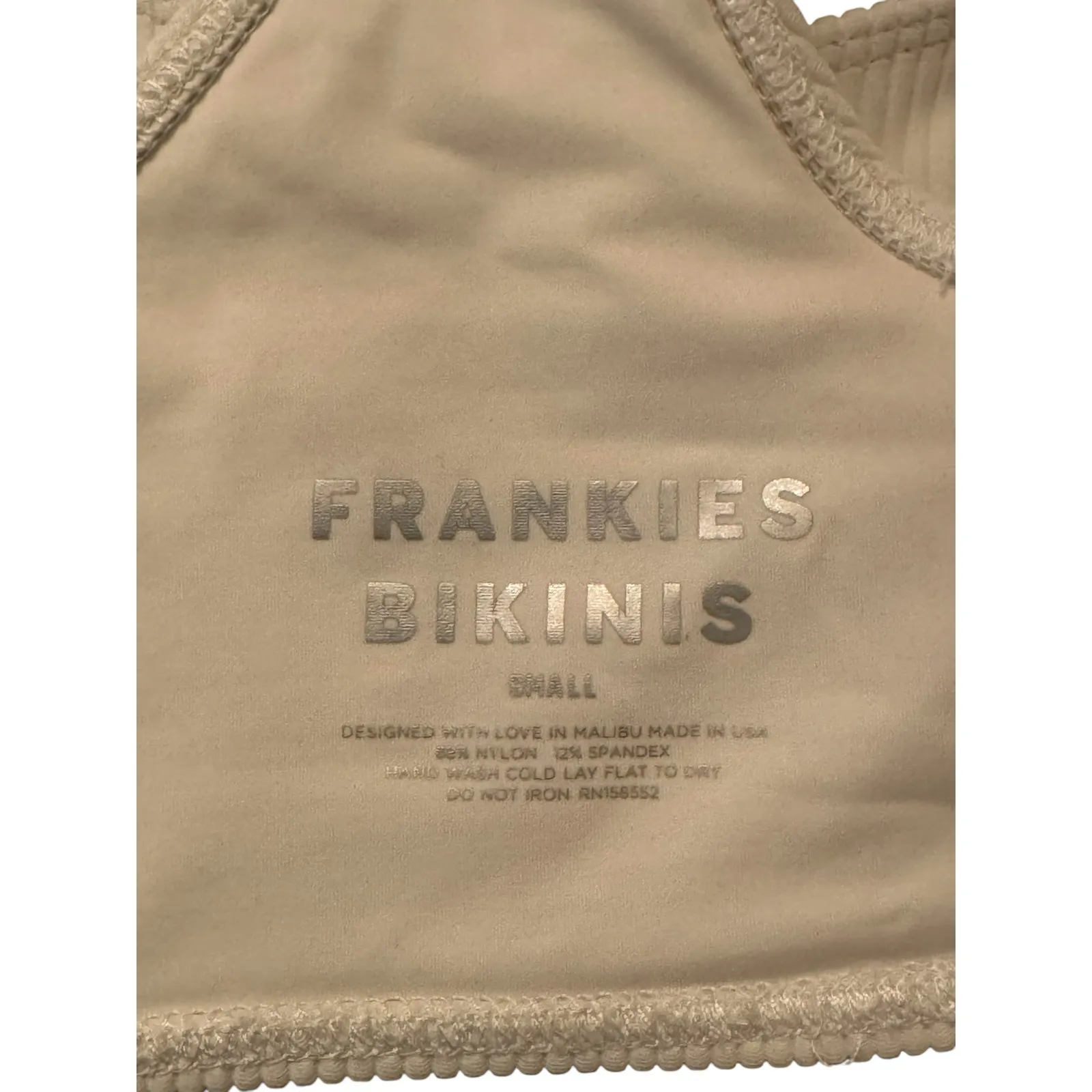 Frankies Bikinis Connor Ribbed Scoop‎ Swim Beach Bikini Top Size Small in White - Image 4