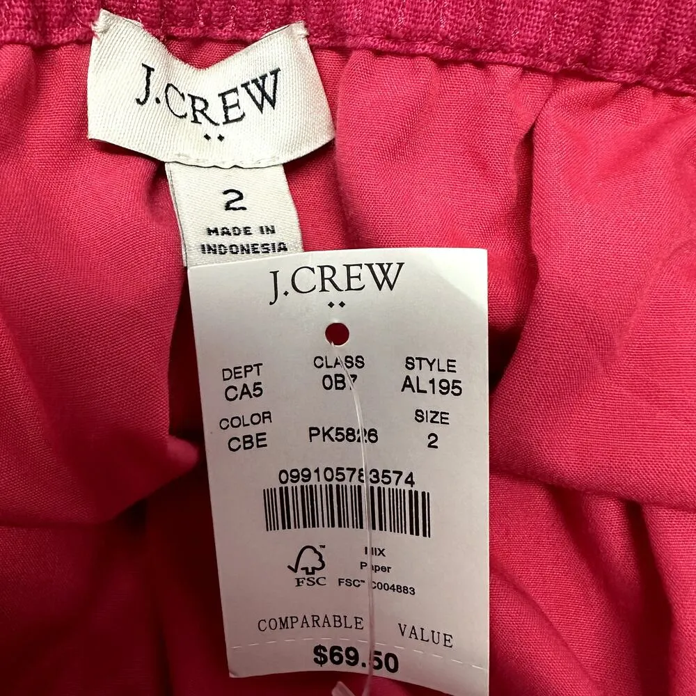 J.Crew Scalloped Linen Skirt Mini High Waisted Pockets Begonia Pink 2 NWT - Image 7