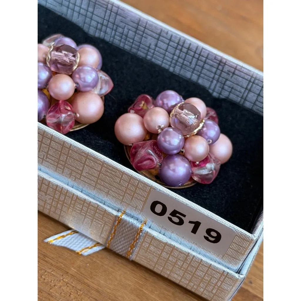 Vintage Japan Pink & Purple Beaded Clip - Image 8