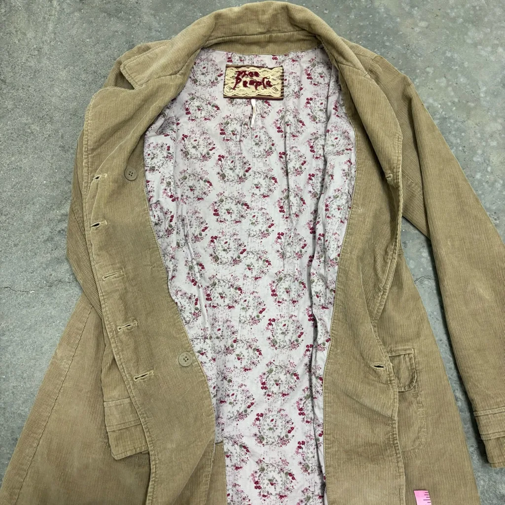 Free People Womens Medium Bohemian Indie Retro like Tan Lined Corduroy Jacket - Image 8