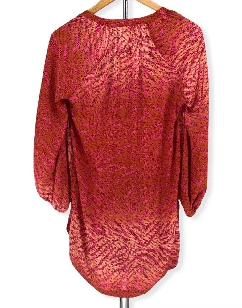 H&M Tunic Conscious Collection Orange Pink Zebra Print Coverup Dress NWT - Image 7