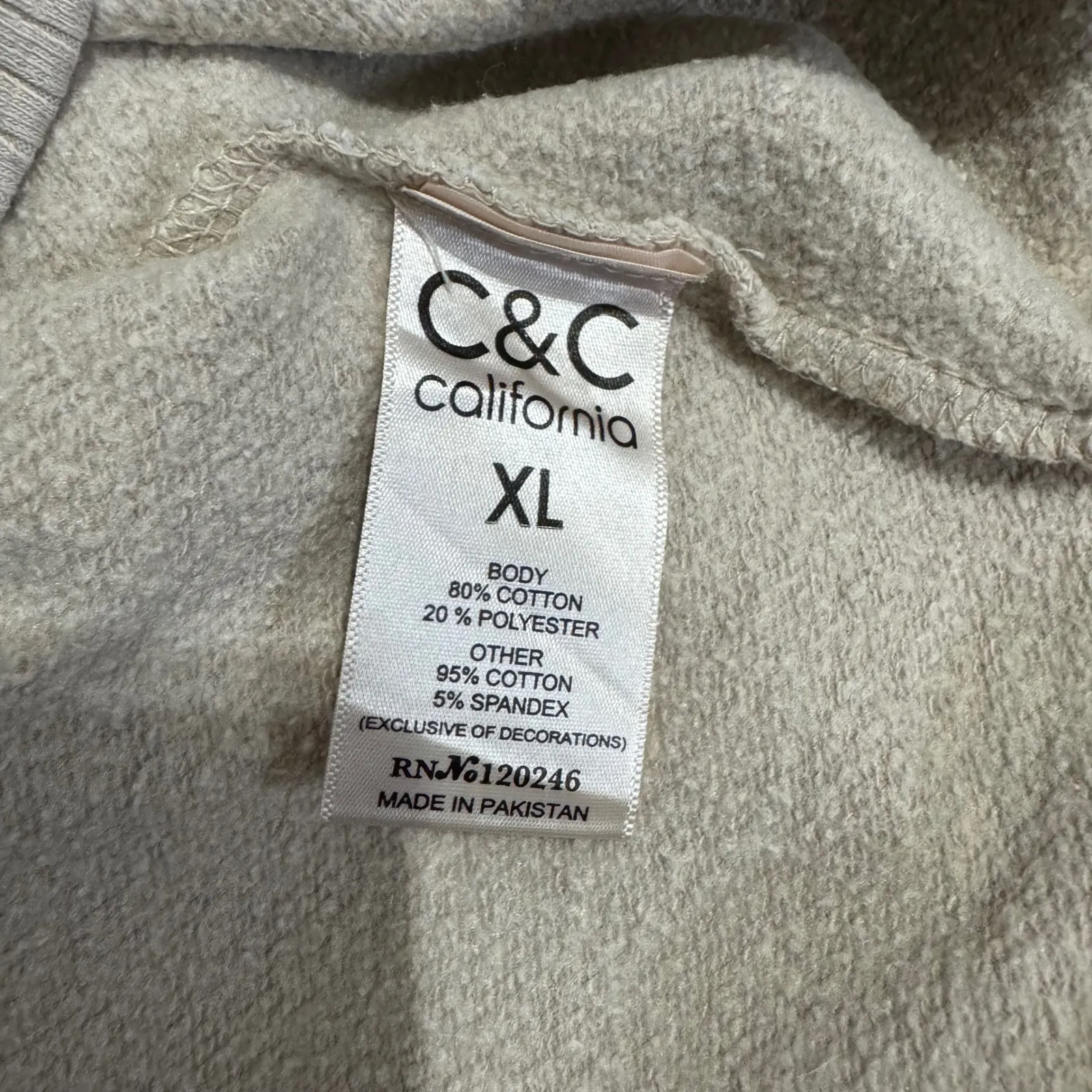 C&C California Sunwashed Quarter Zip Pullover Sweatshirt Light Tan XL Athletic - Image 12