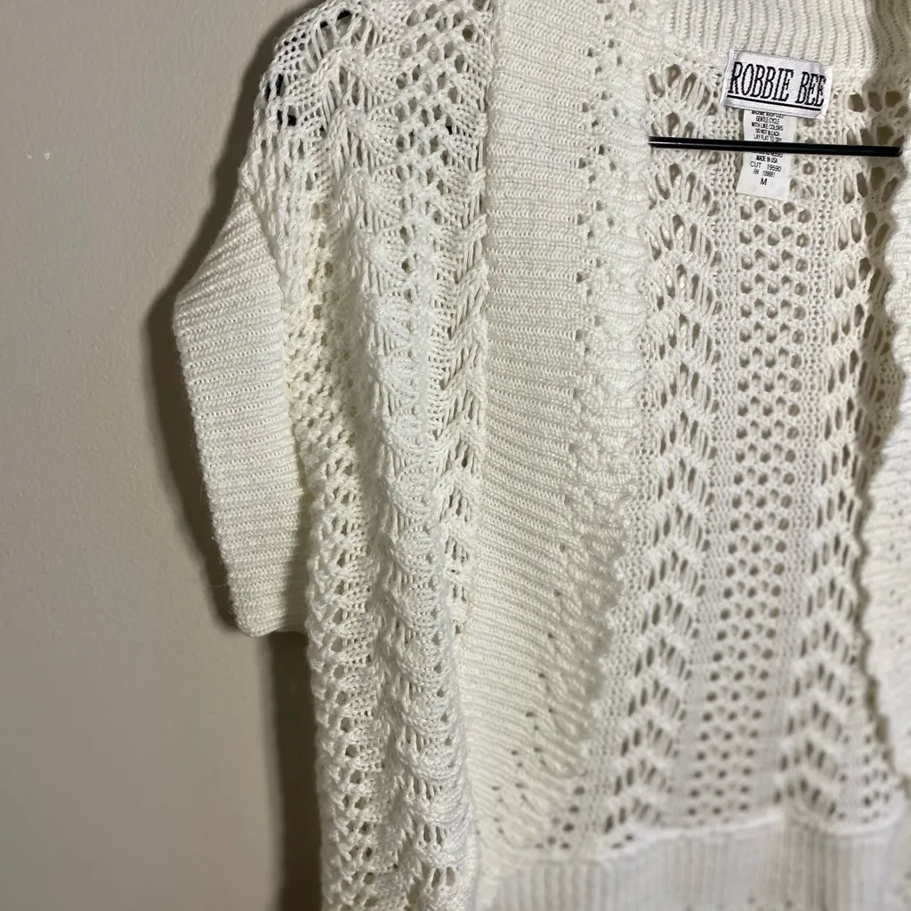 Robbie Bee Women's Cream Open-Knit Shrug Medium EUC - Image 2