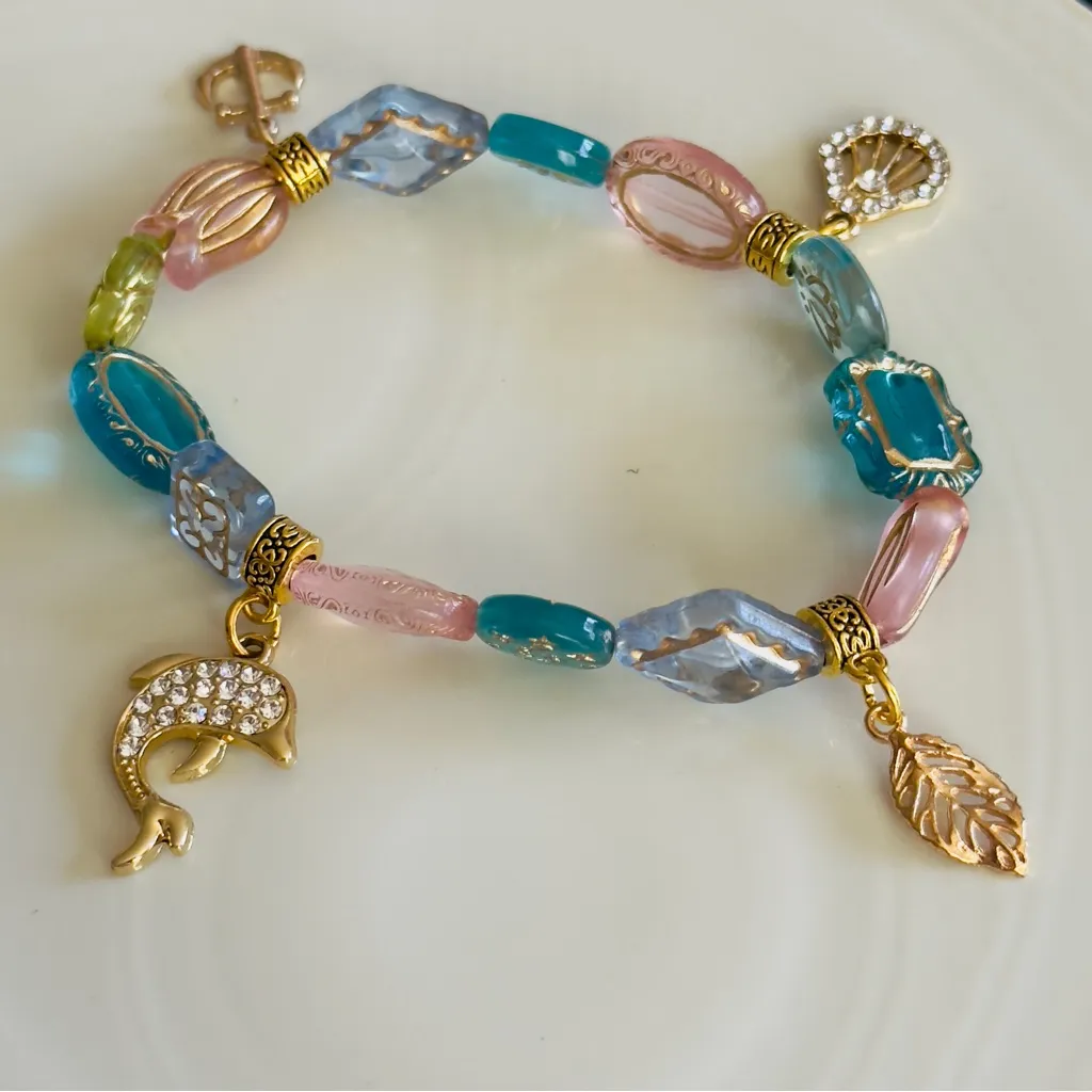 Gold and Multicolor Charm Bracelet - Image 3