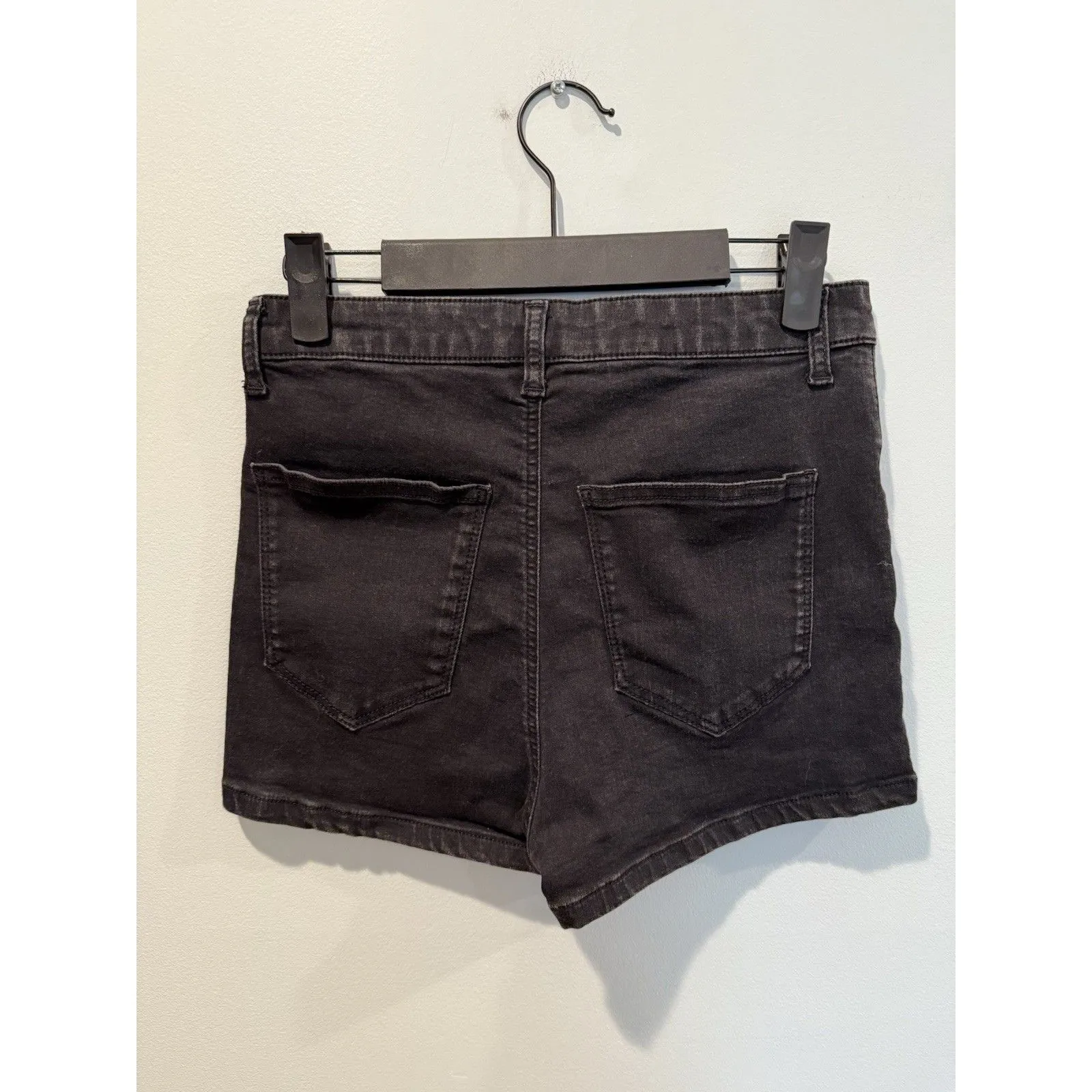 TopShop Moto Shorts Womens 26" Black Stretch 1" Inseam High Rise Travel Festival - Image 2