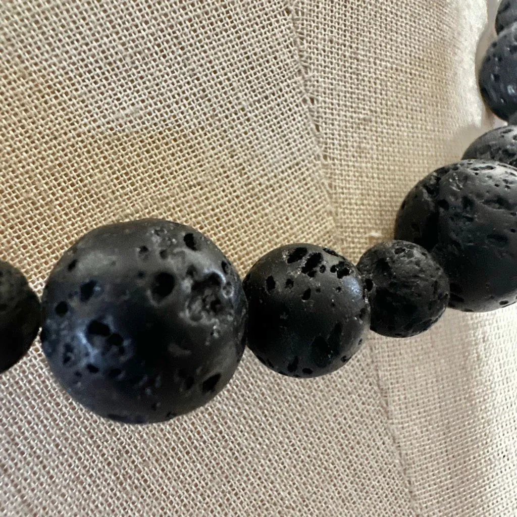 Black Lava Stone Bead Necklace - Image 6