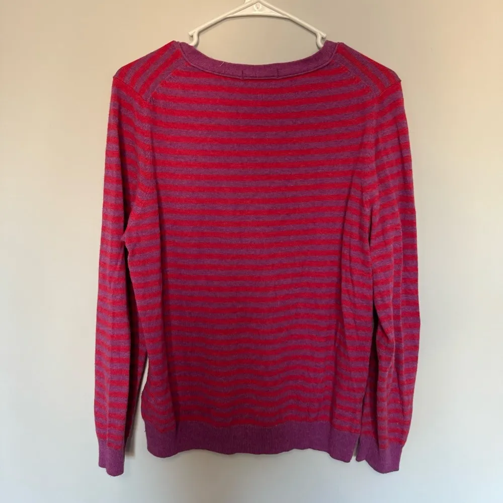 Boden Pink and Purple Striped Cashmere Sweater Size 16 - Image 6