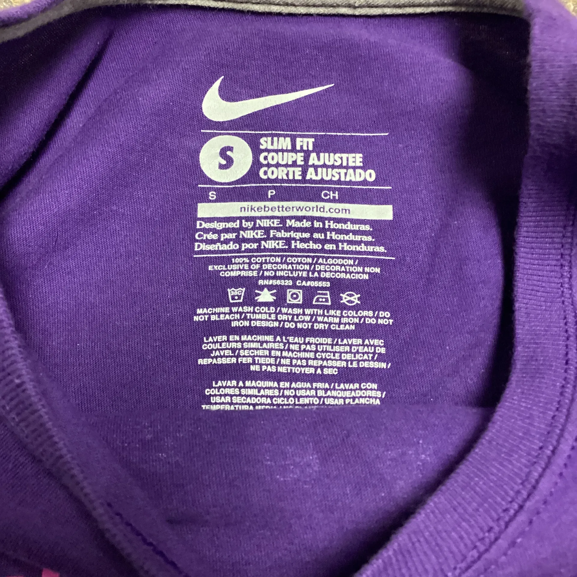 Just Do It Logo Purple Long Sleeve Slim Fit Crewneck Top Size Small - Image 3