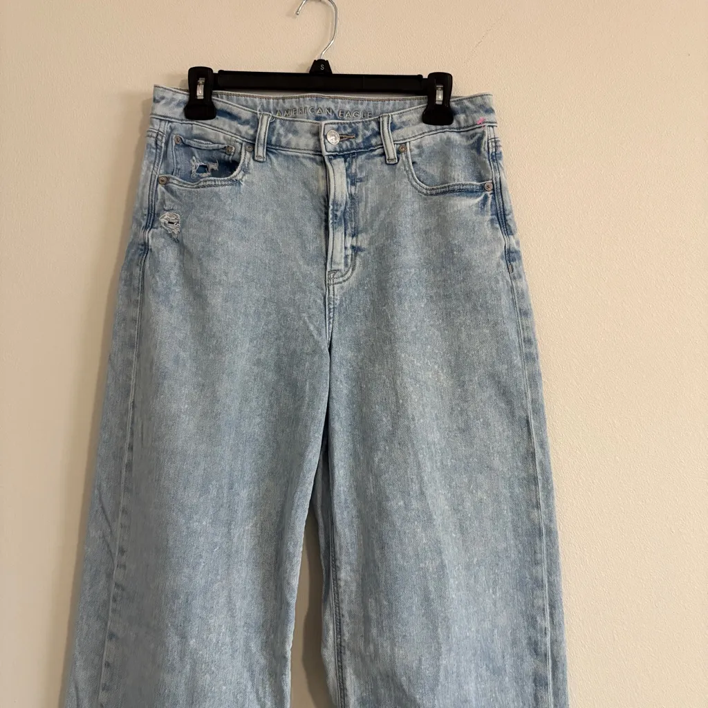 AE Dreamy Drape Stretch Super High-Waisted Baggy Wide-Leg Jean Sz 10 - Image 4