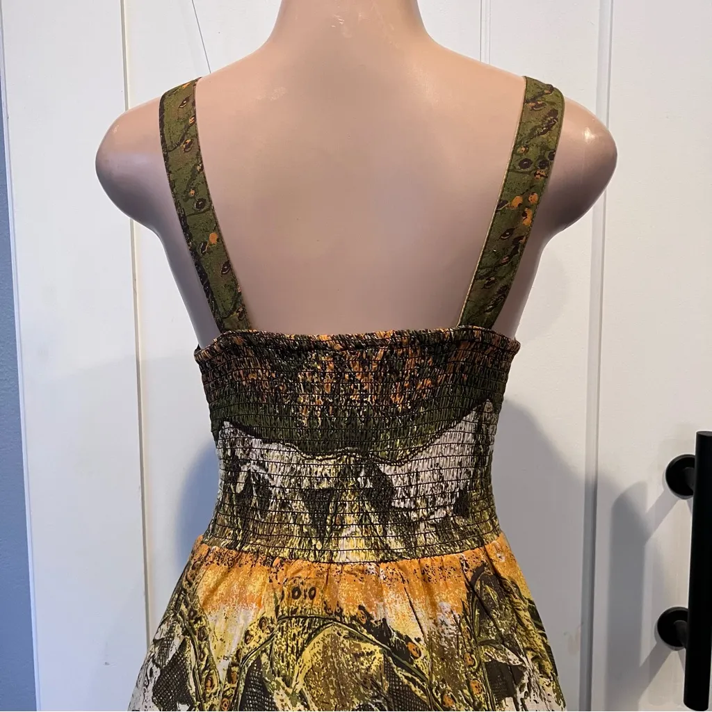 Cassee’s Bohemian Brown Maxi Dress Smocked waist Small Tribal beaded 100% cotton - Image 10