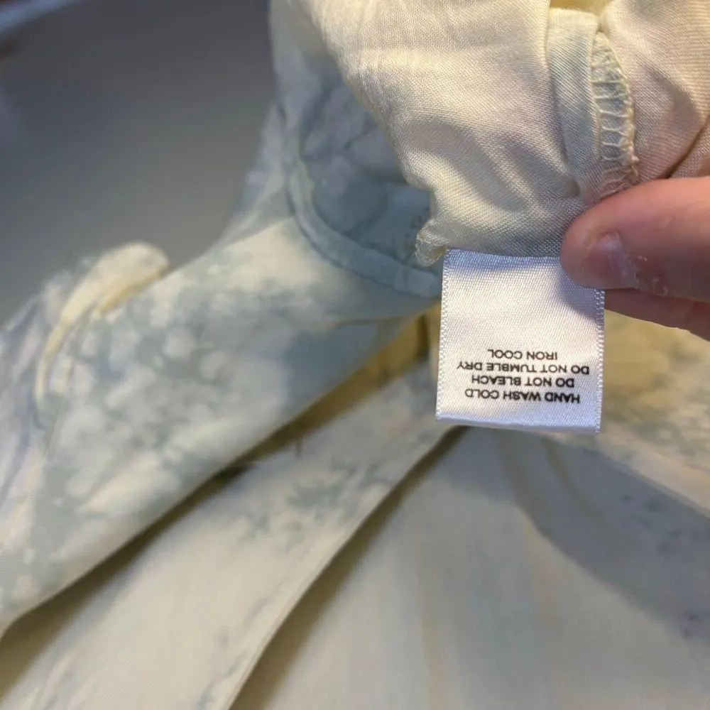 NYTT V Neck Button Up Short Sleeve T-shirt Small Tie Dye Cream Front Pocket - Image 3