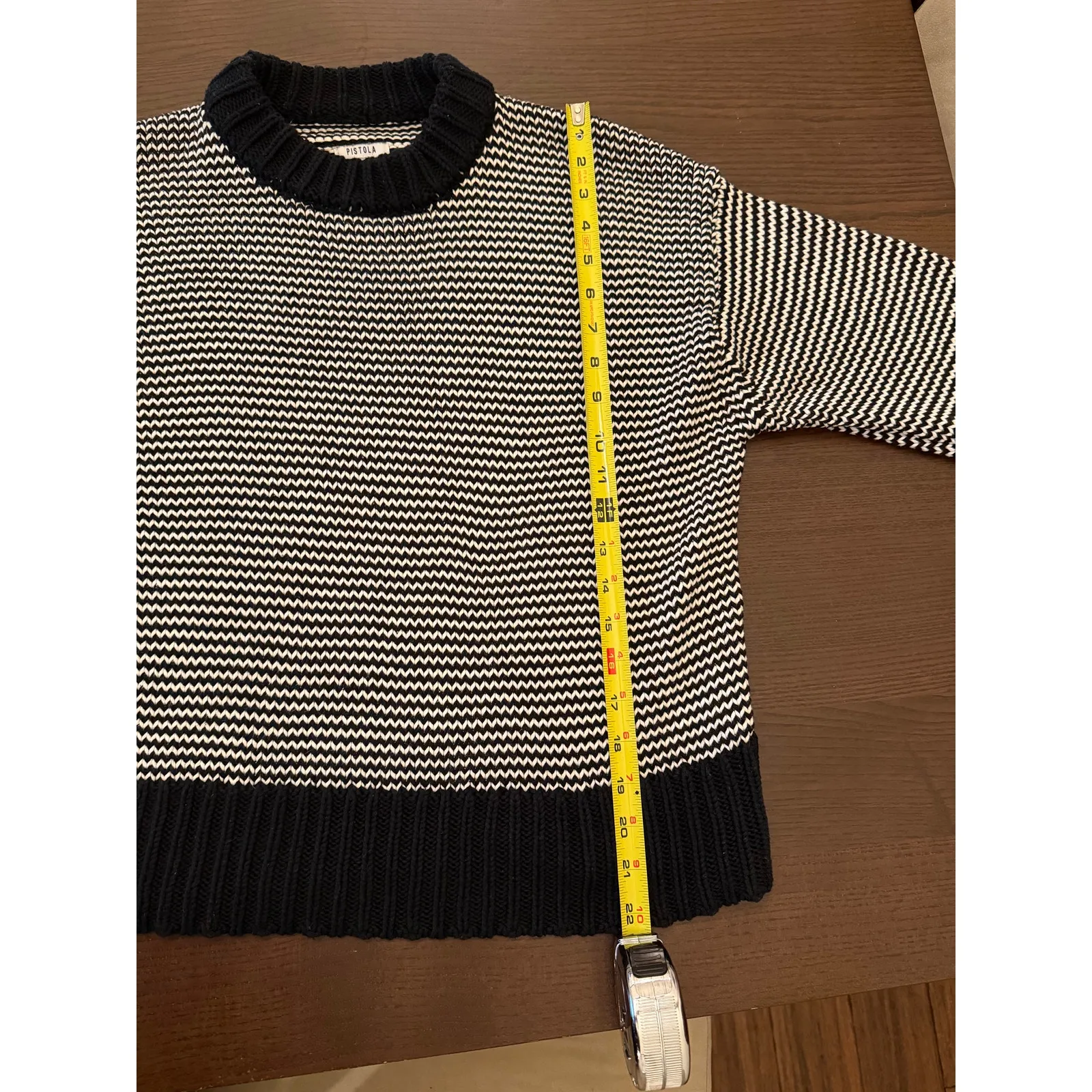 Pistola Jadine 100% Cotton Pullover Women Sweater Size Small Black White Classic - Image 8