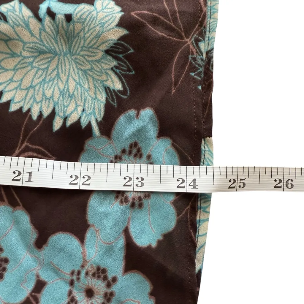 Vtg Y2K Brown Turquoise Blouse Large Bow Babydoll Floral Whimsy Fairy Dainty - Image 10