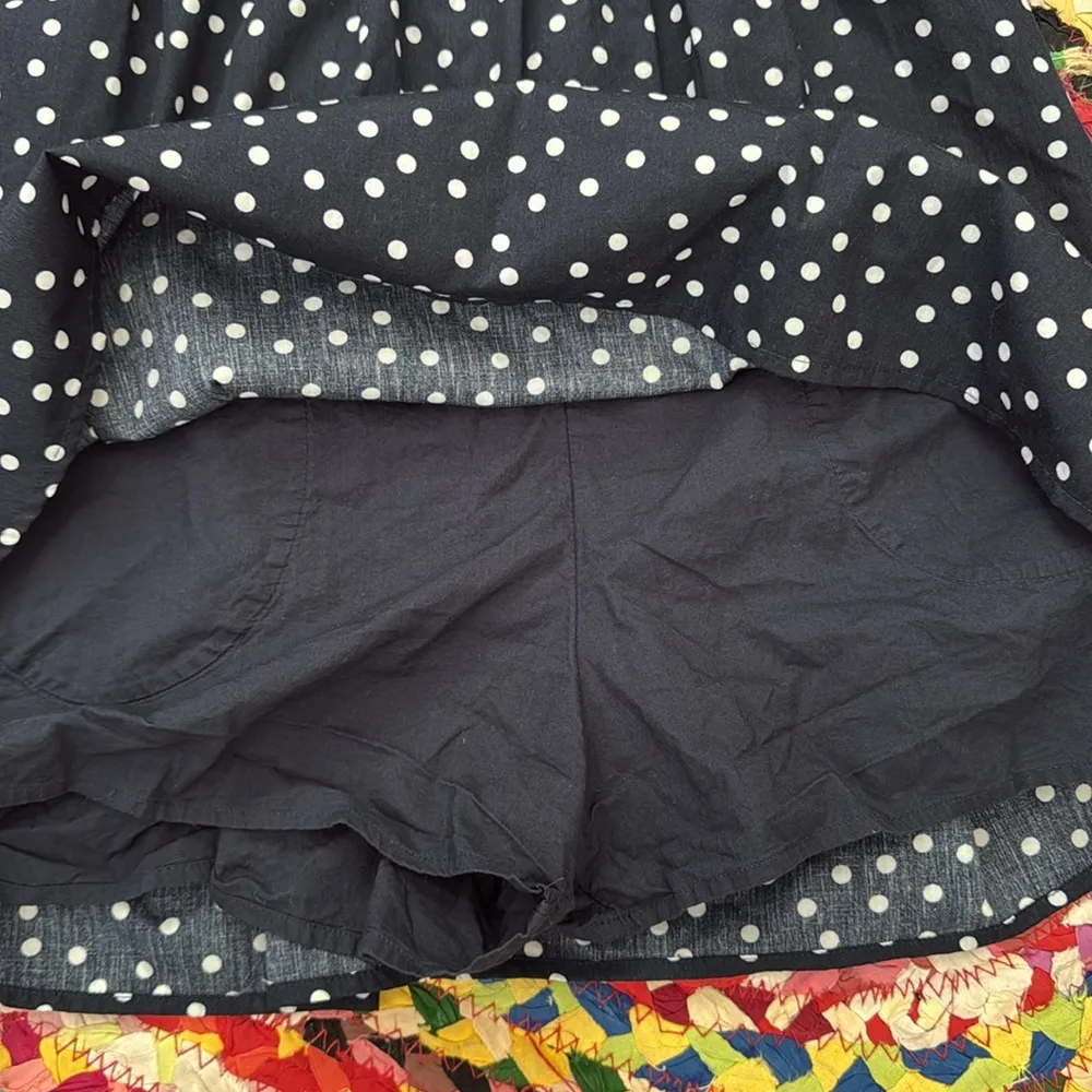 Abercrombie & Fitch Navy & White Polka Dot Pouf Sleeve Mini Skort Dress - Image 5