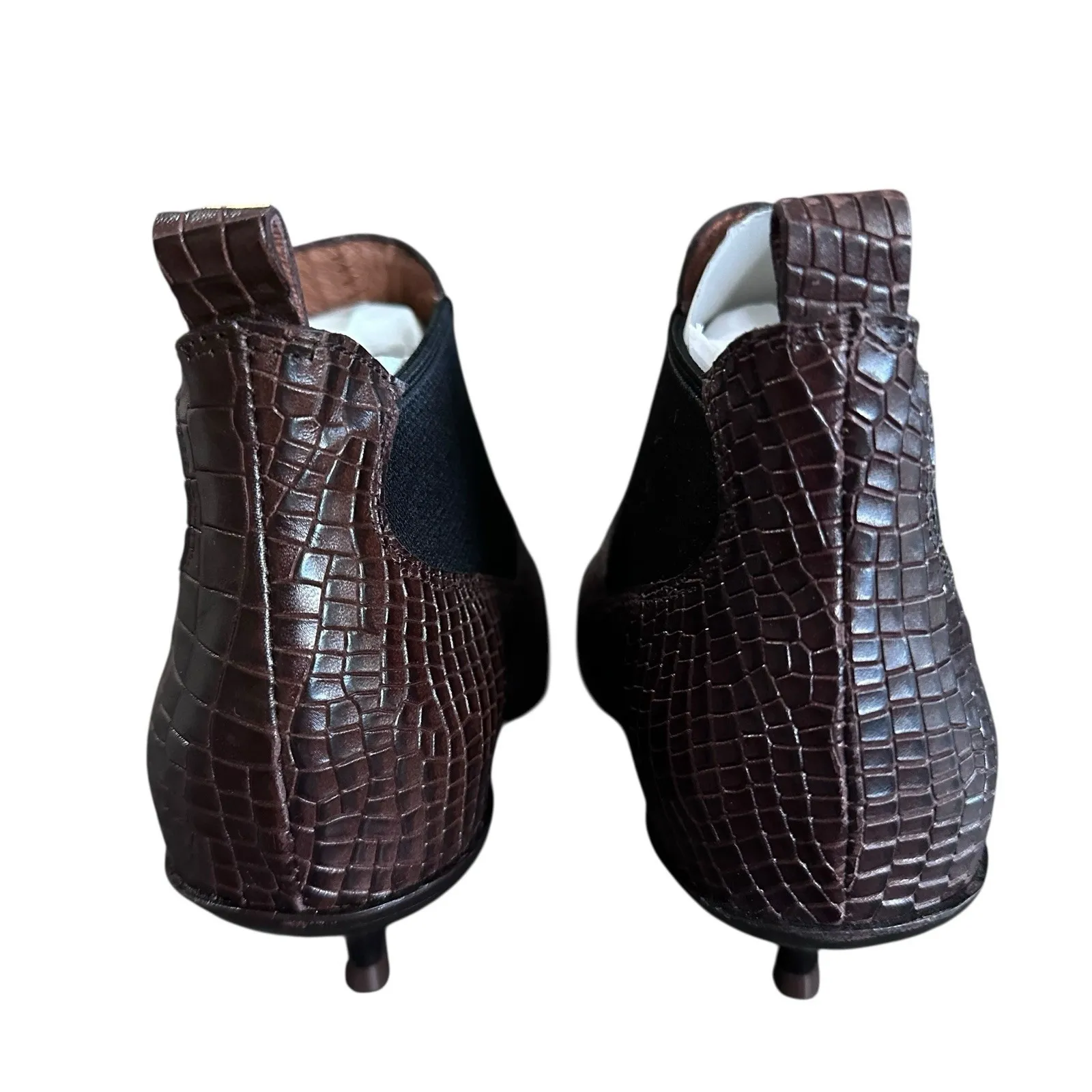 Jeffery Campbell Paine Crocodile Embossed Kitten Hill Ankle Boots Size 9‎ Brown - Image 2