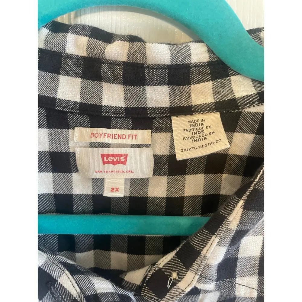 Levi’s Boyfriend Fit Buffalo Black White Plaid Button Down Shirt Size XXL - Image 3