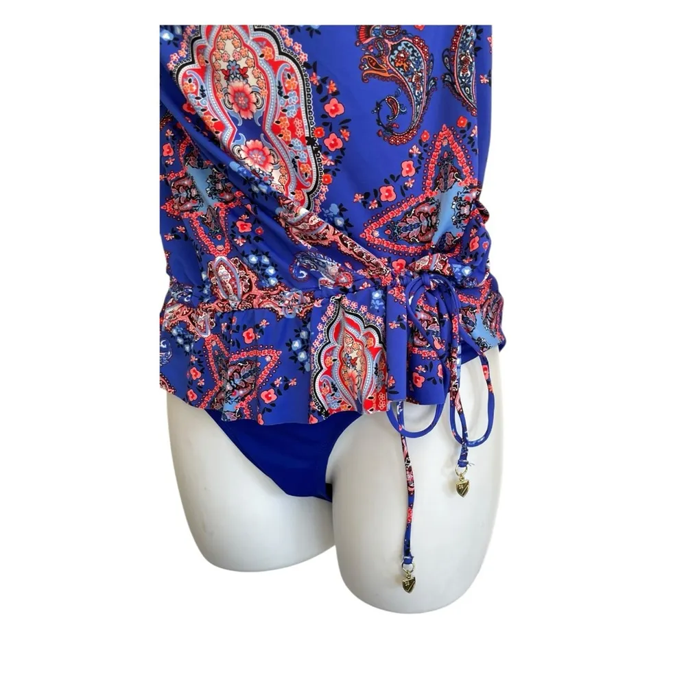 Cremieux Blue Paisley Halter Swimsuit. Size M - Image 4
